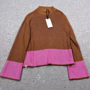 VARLEY Panama Knit Sweater Women's XS Copper Colorblock Metallic Knit Pullover